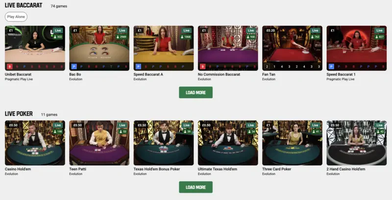 Unibet live igre